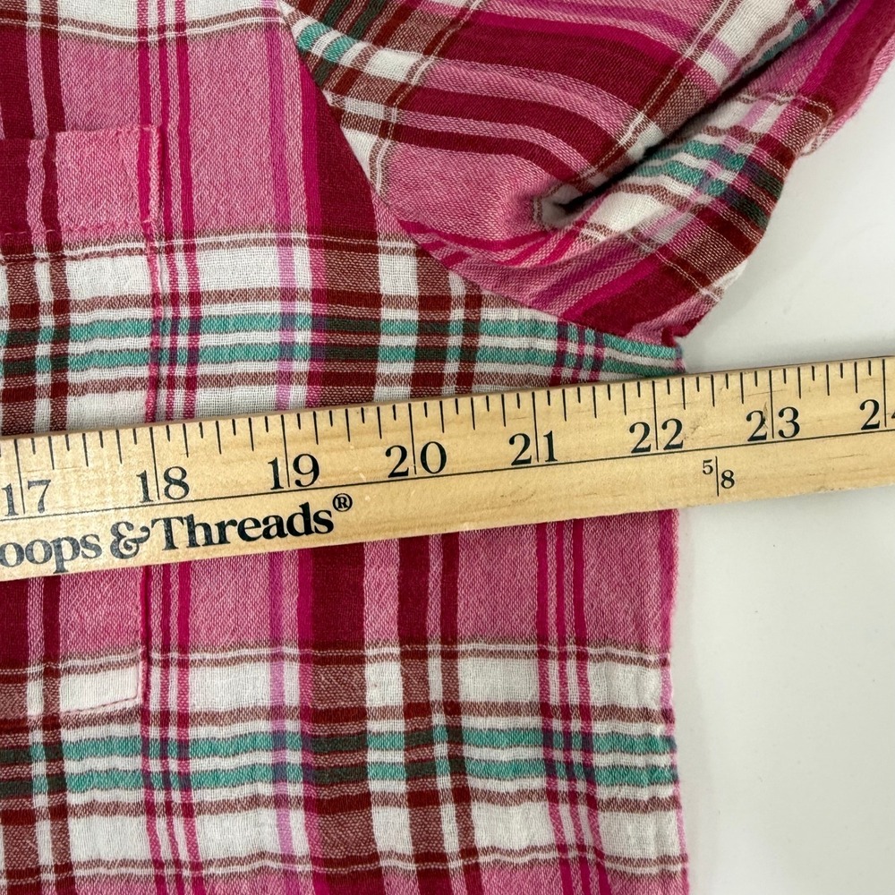 J.Crew Plaid Button Down Shirt Pink‎ Green Long Sleeve Sz L Cotton Flannel Cozy - Picture 11 of 11